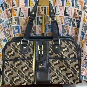 L.A.M.B. Black and Tan Patterned Briefcase. One small mark inside.
